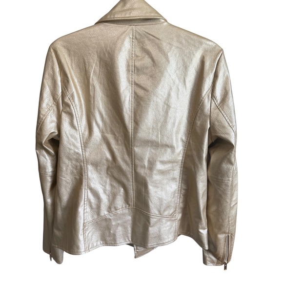 Boston Proper Gold Faux Leather Moto Jacket L - Picture 3 of 8